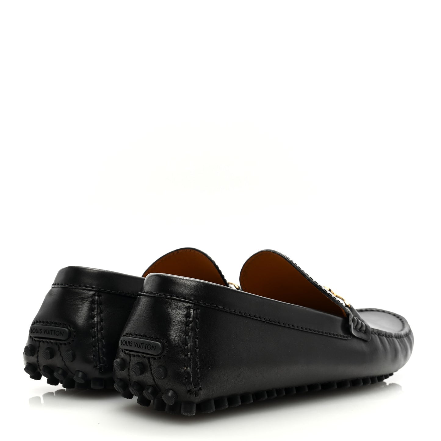 Calfskin Mens Flat LV Moccasin Loafers 10 Black