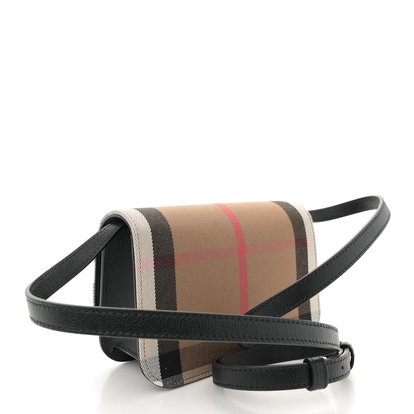 Grained Calfskin House Check Small Madison Shoulder Bag Black