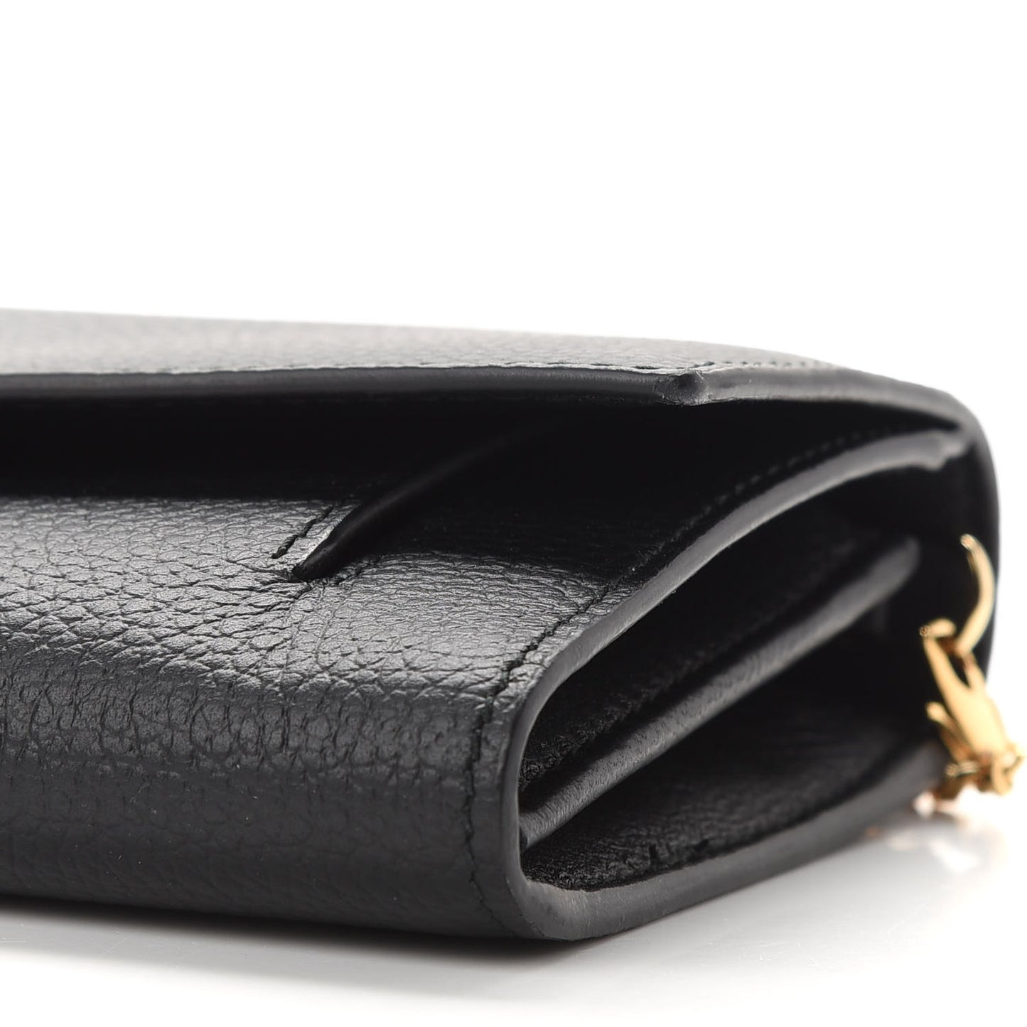 Pebbled Calfskin Skull Wallet on Chain Black