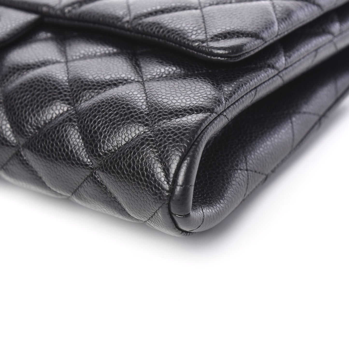 Caviar Quilted Clutch With Chain Flap Black
