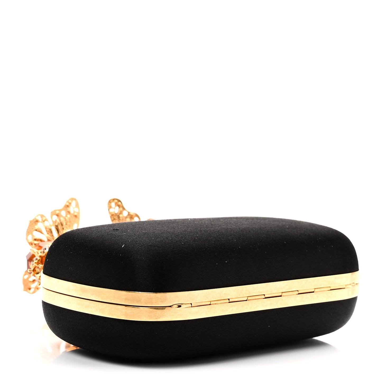 Satin Butterfly Knuckle Duster Box Clutch Black