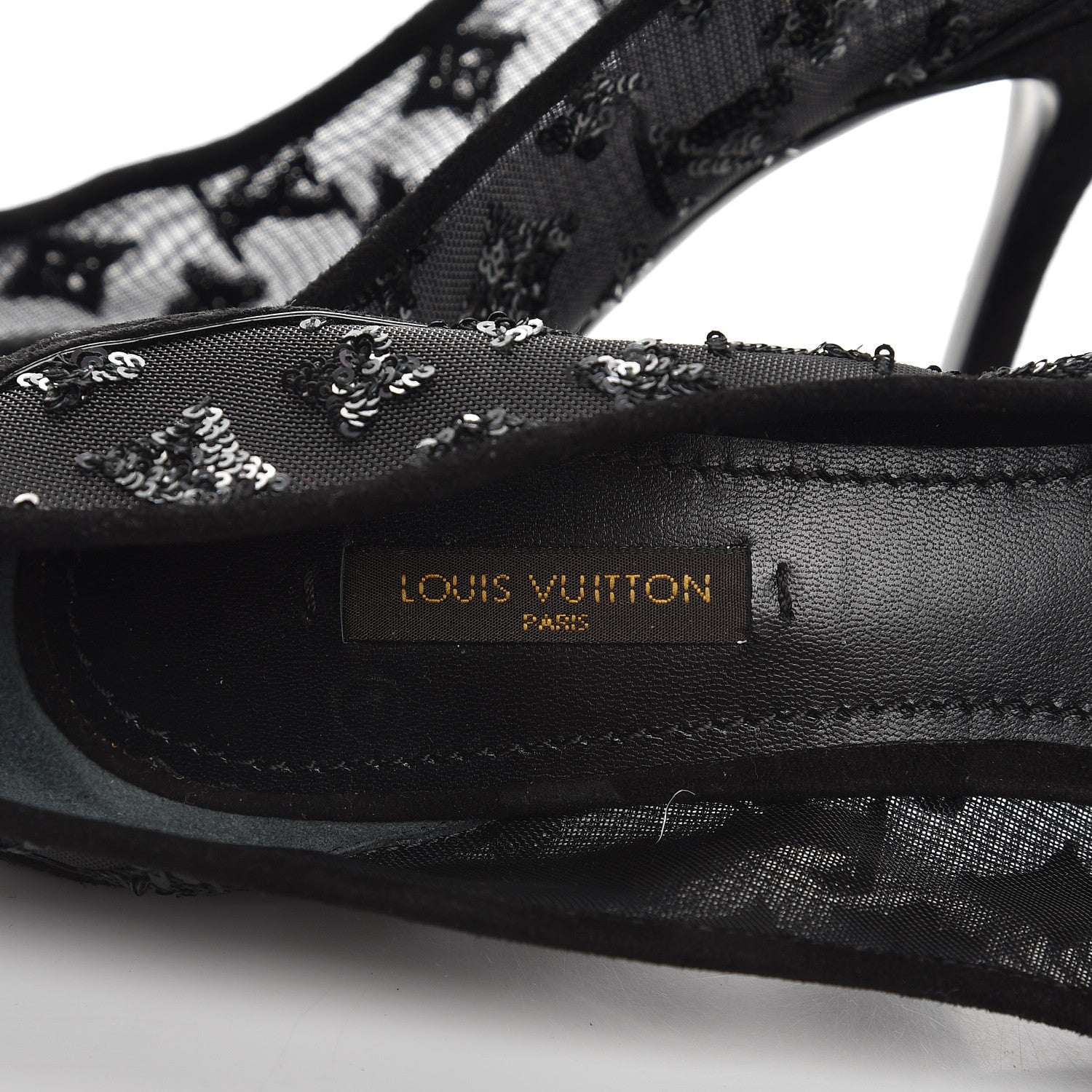 Louis Vuitton Suede Mesh Sequin Night Call Pumps 41 Black 7 of 9