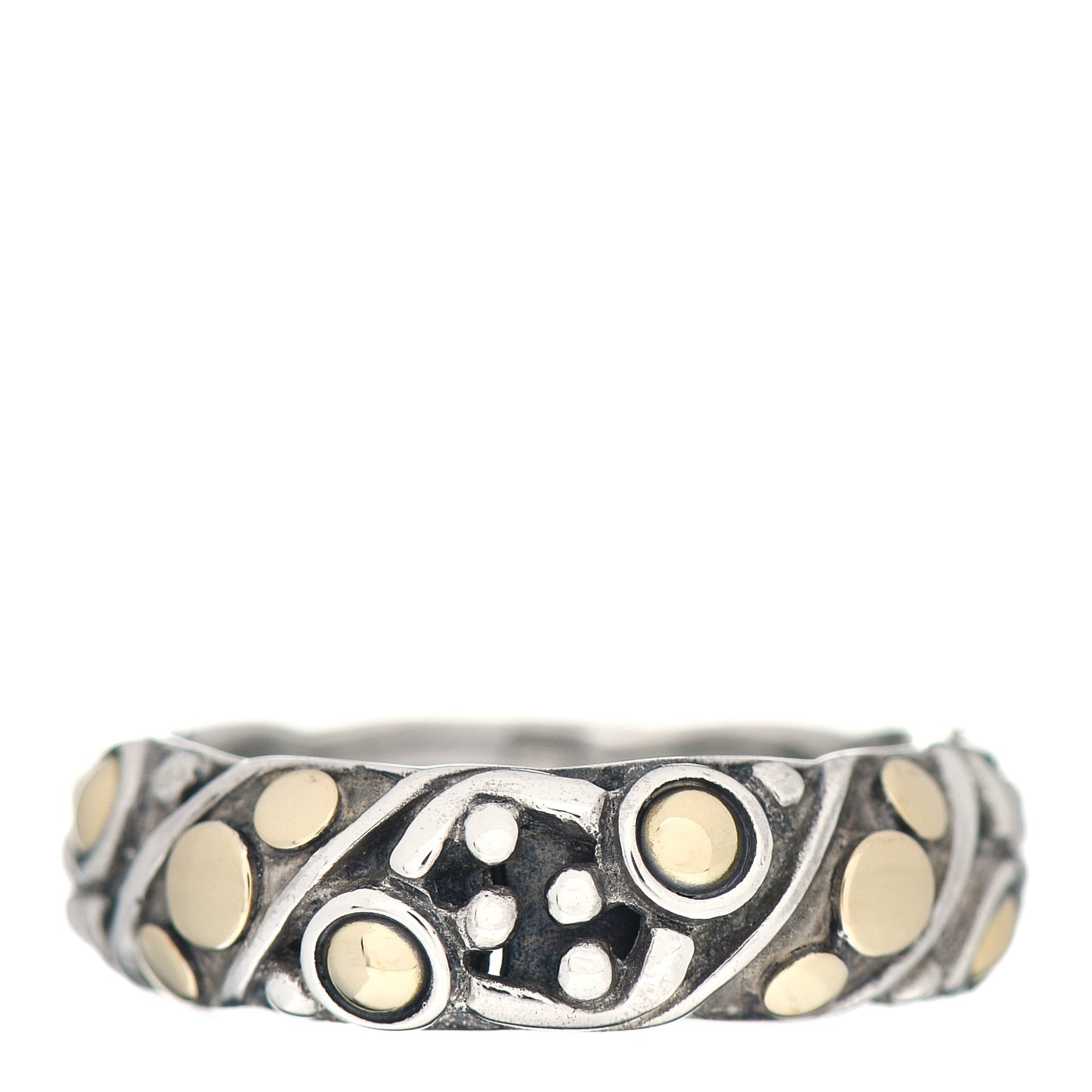 Sterling Silver 18K Yellow Gold Jaisalmer Dot Band Ring 54 7