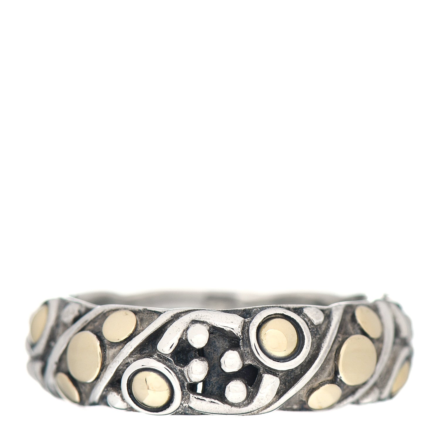 John Hardy Sterling Silver 18K Yellow Gold Jaisalmer Dot Band Ring 54 7 1 of 4