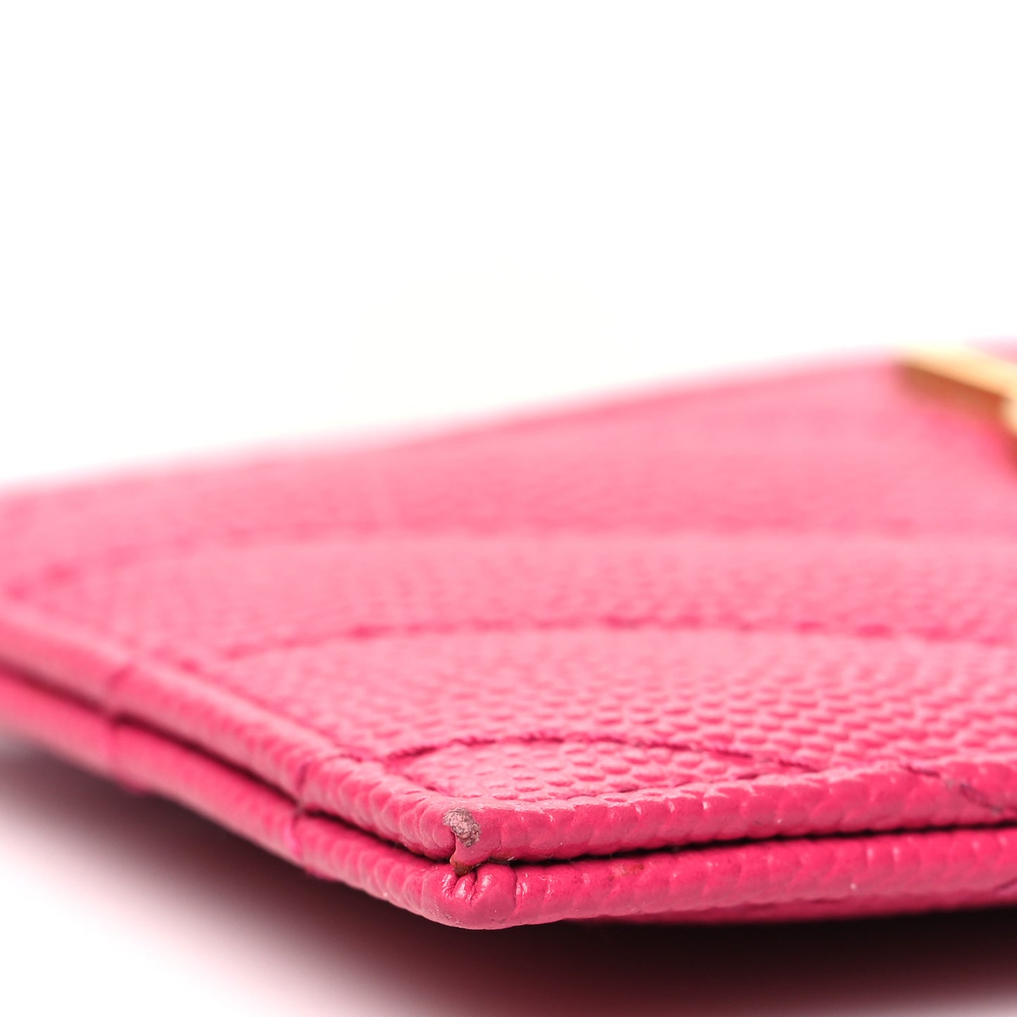 Grain De Poudre Matelasse Chevron Monogram Credit Card Case Fresh Fuxia