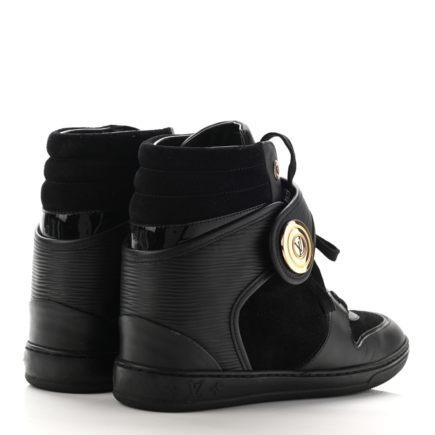 Louis Vuitton Epi Suede Postmark Wedge Sneakers 37 Black 4 of 12