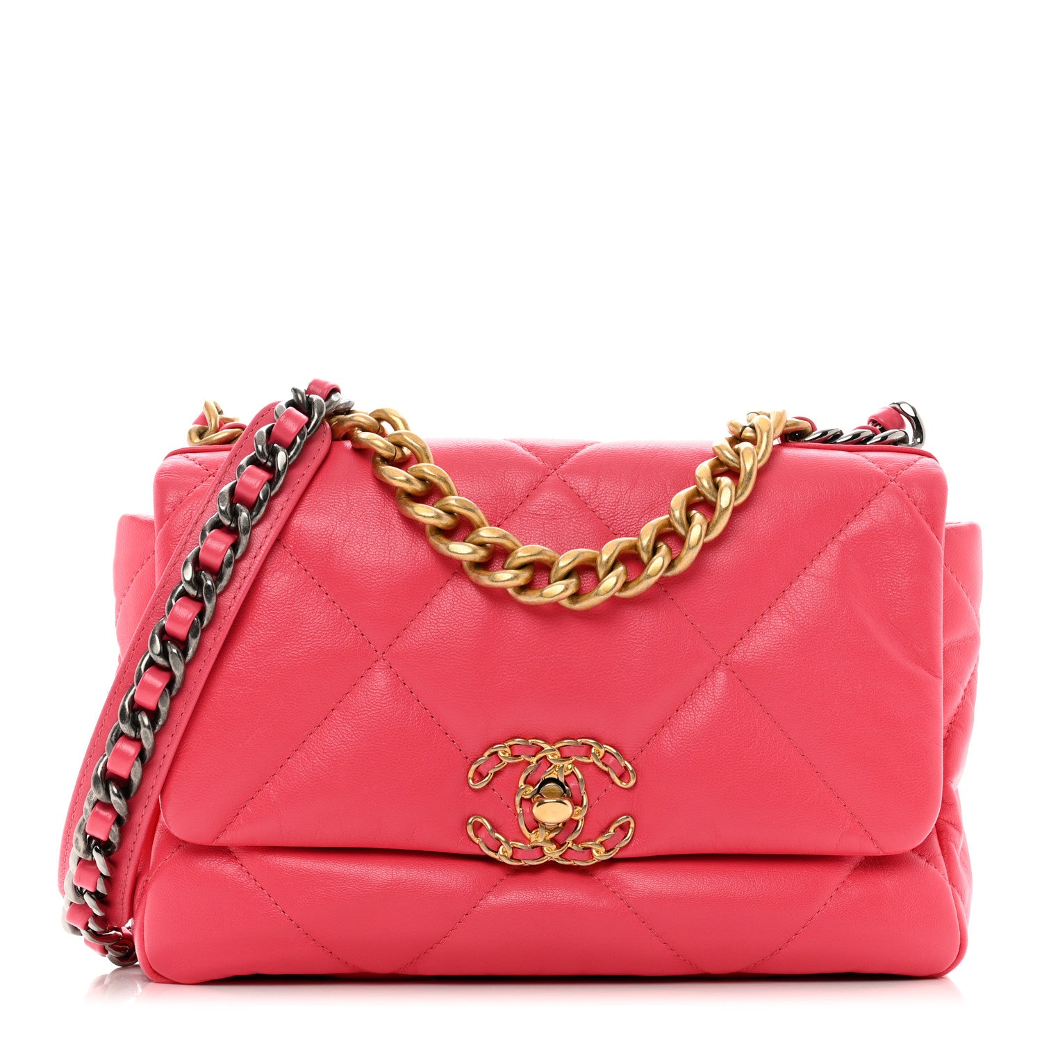 Chanel Goatskin Quilted Medium Chanel 19 Flap Pink 1 of 10