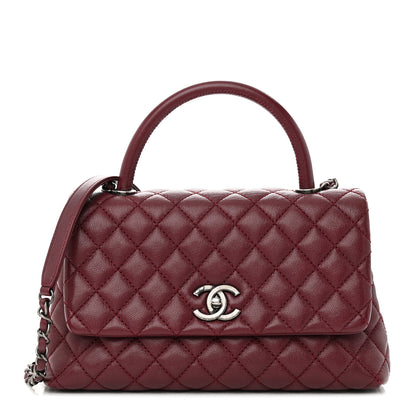Chanel Caviar Quilted Small Coco Handle Flap Burgundy 1 of 12