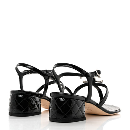 Chanel Patent CC Logo Thong Sandals 37 Black 4 of 8