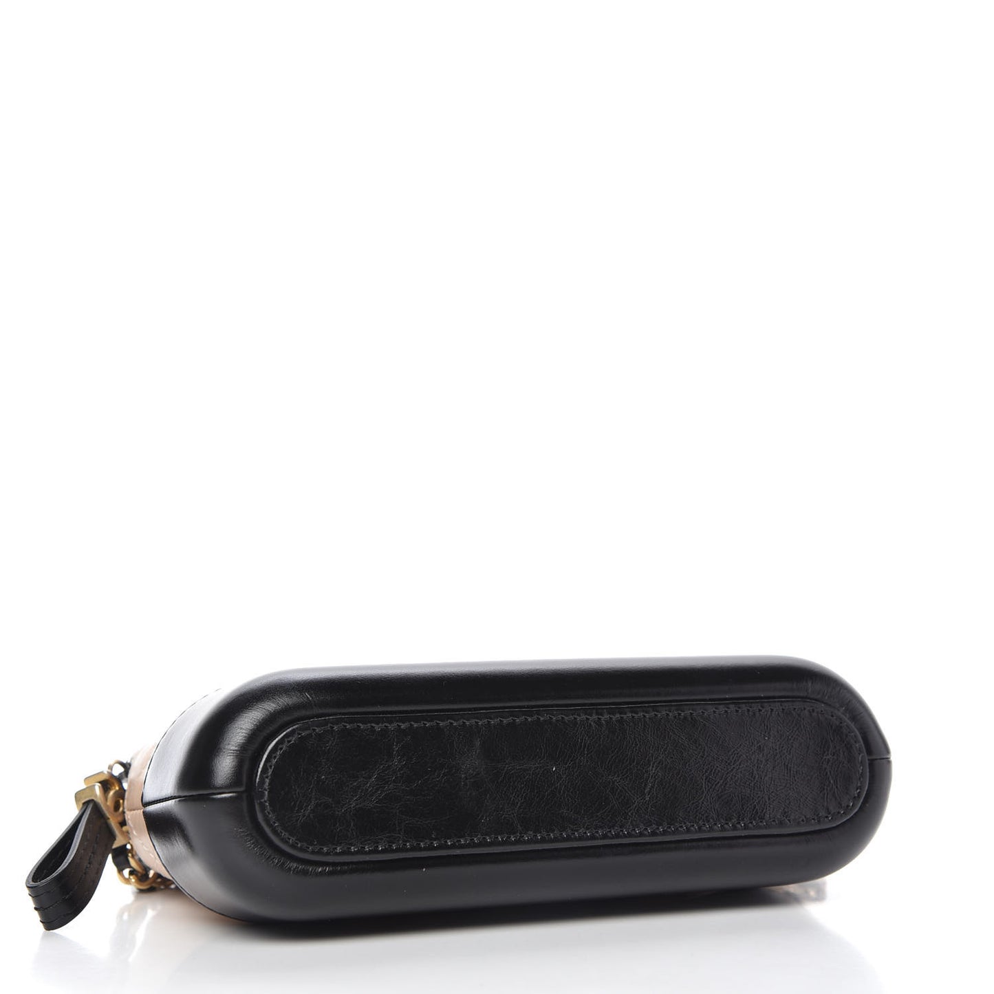 Aged Calfskin Quilted Small Gabrielle Clutch With Chain Beige Black