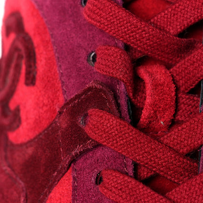 Chanel Suede Calfskin CC Sneakers 37 Burgundy Red 9 of 9