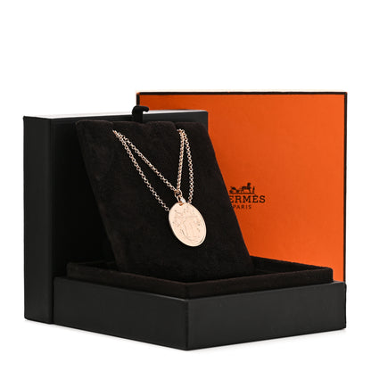 Hermes 18K Rose Gold Diamond MM Ex-Libris Pendant Necklace 7 of 7