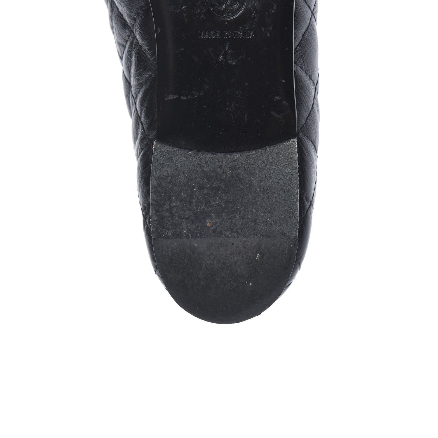 Chanel Aged Calfskin Quilted CC Cap Toe Ballerina Flats 40 Black 9 of 12