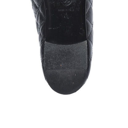 Chanel Aged Calfskin Quilted CC Cap Toe Ballerina Flats 40 Black 9 of 12