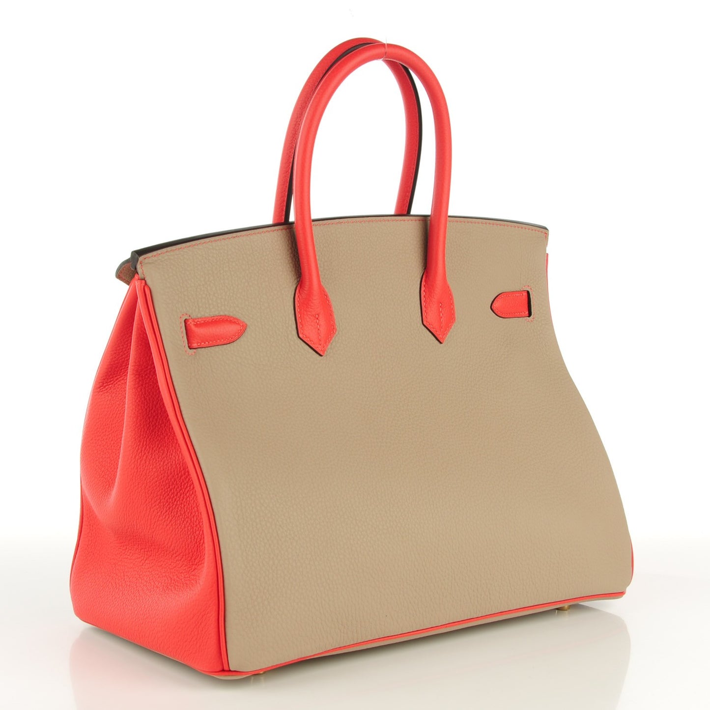 Togo Bi Color Horseshoe Birkin 35 Rouge Pivoine Gris Tourterelle