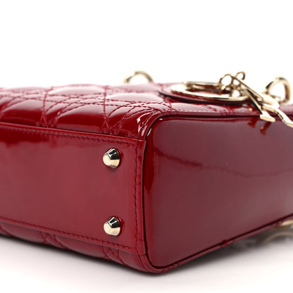 Christian Dior Patent Cannage Mini Lady Dior Red 8 of 9