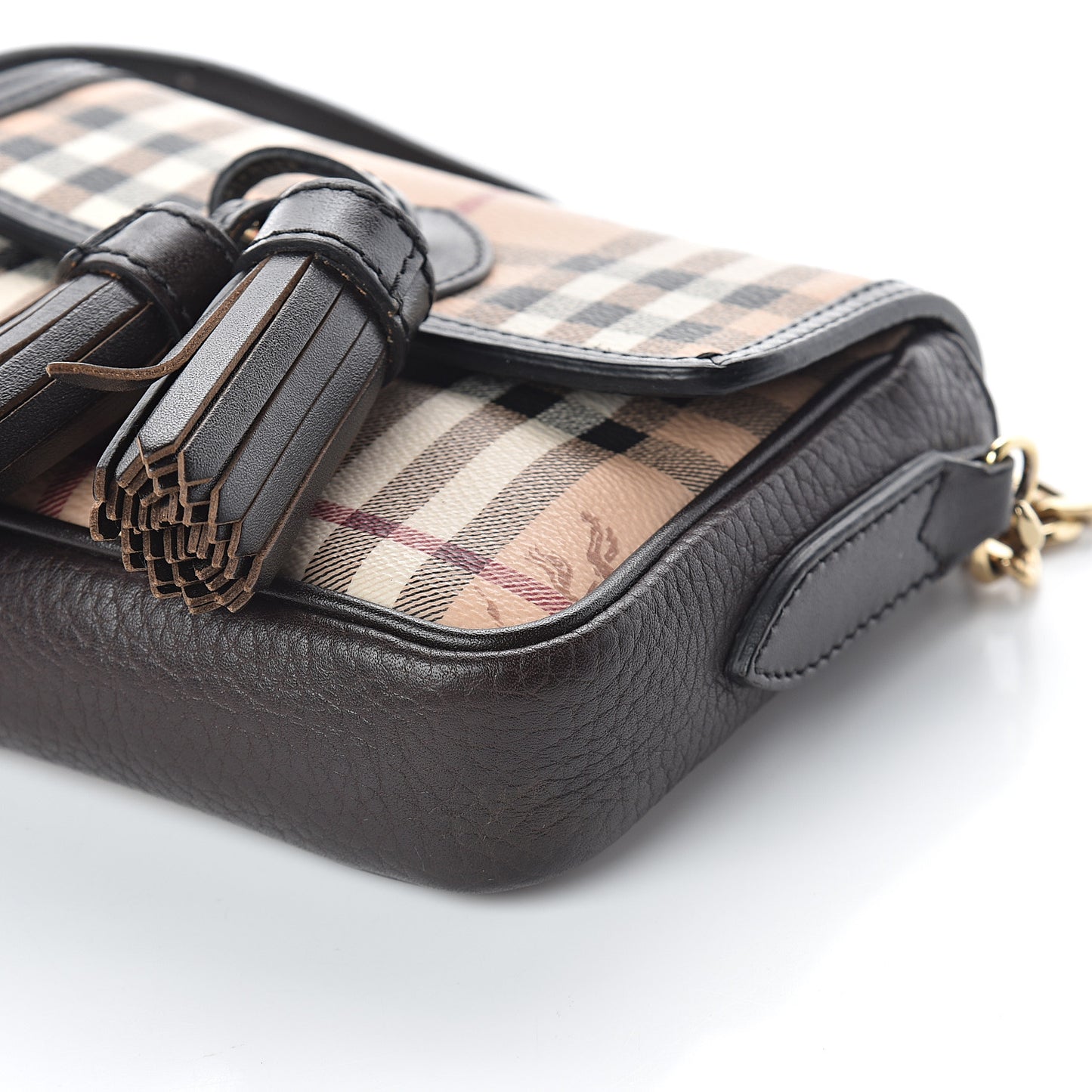 Haymarket Check Mini Tassel Crossbody Bag Chocolate