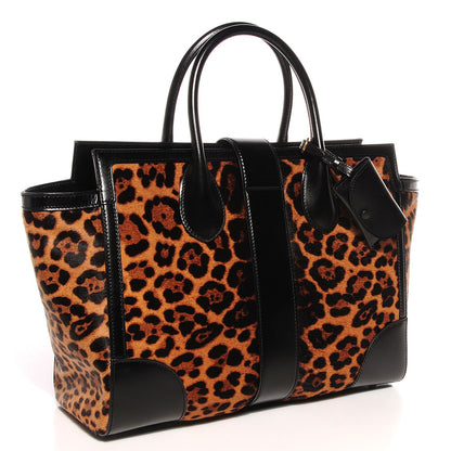 Gucci Pony Hair Jaguar Print Medium Lady Buckle Top Handle Bag Black 3 of 9