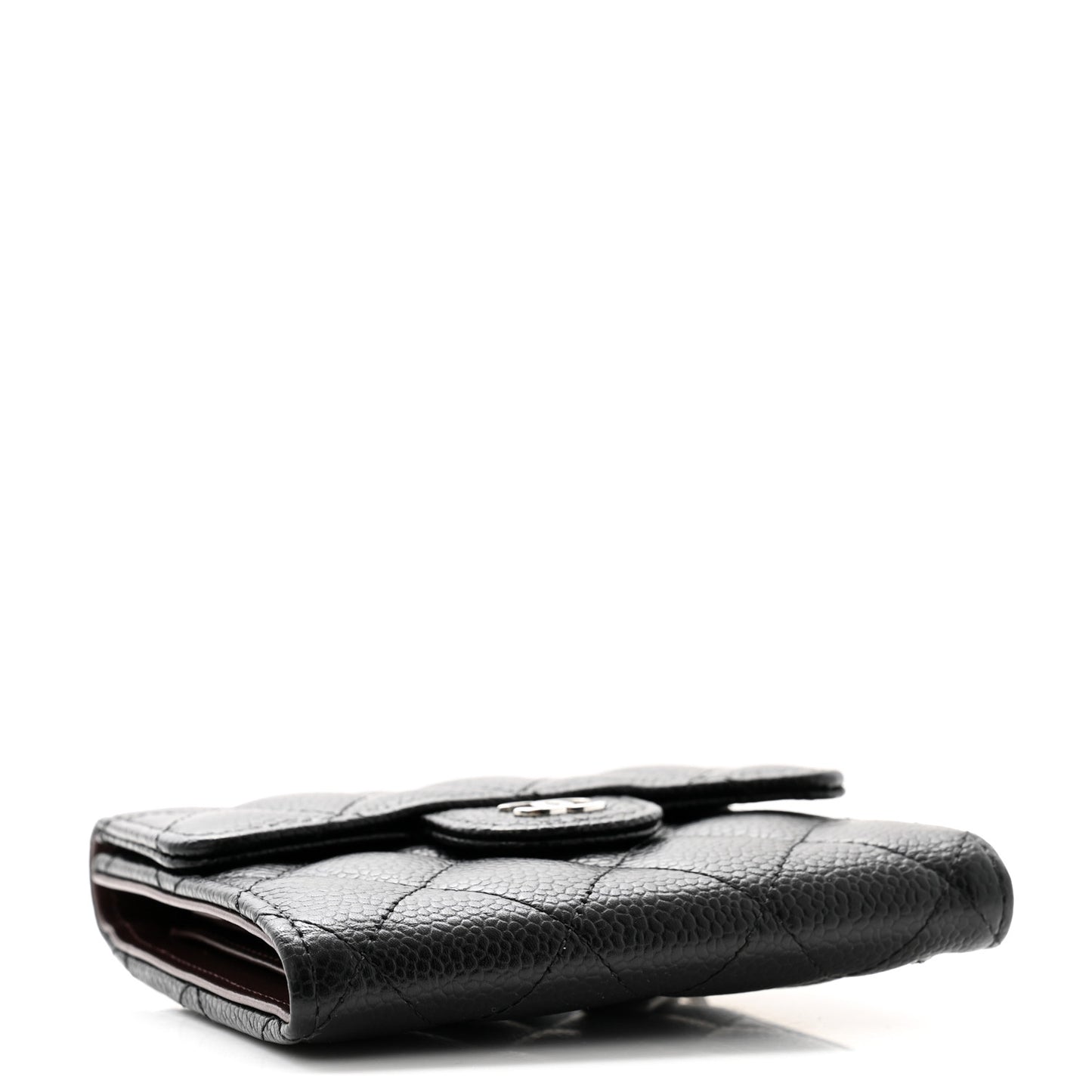 Caviar Quilted Compact Flap Wallet Black