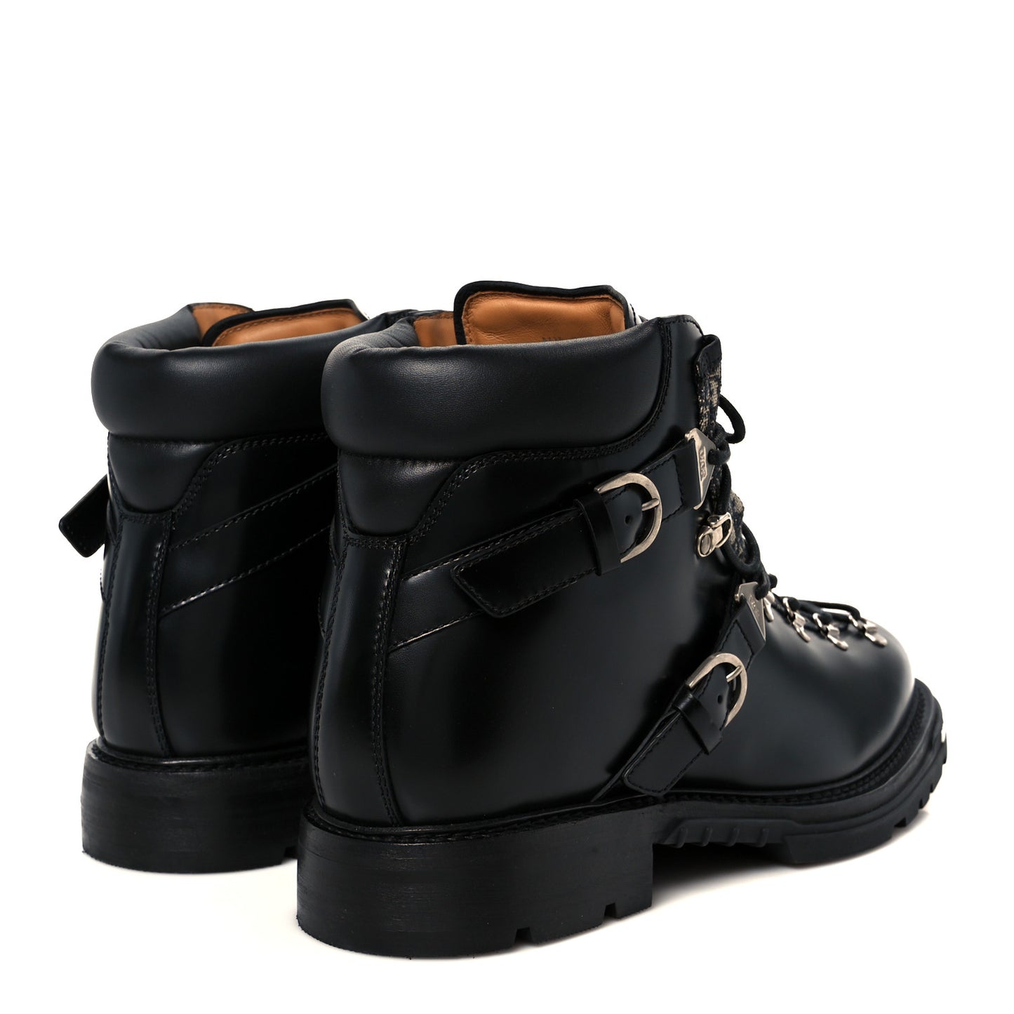 Oblique Calfskin Mens Explorer II Buckle Hiking Boots 45 Black Blue