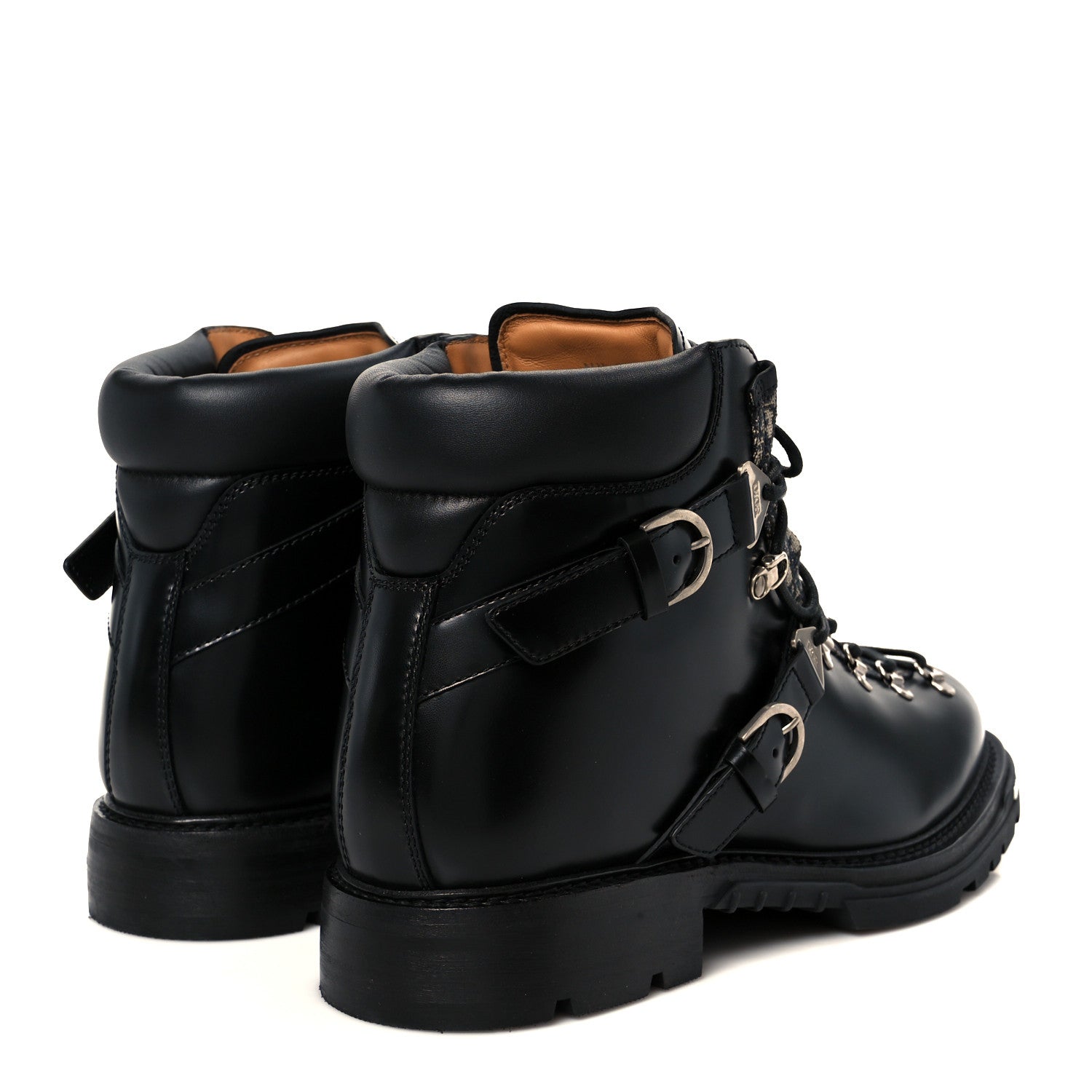 Christian Dior Oblique Calfskin Mens Explorer II Buckle Hiking Boots 45 Black Blue 5 of 10