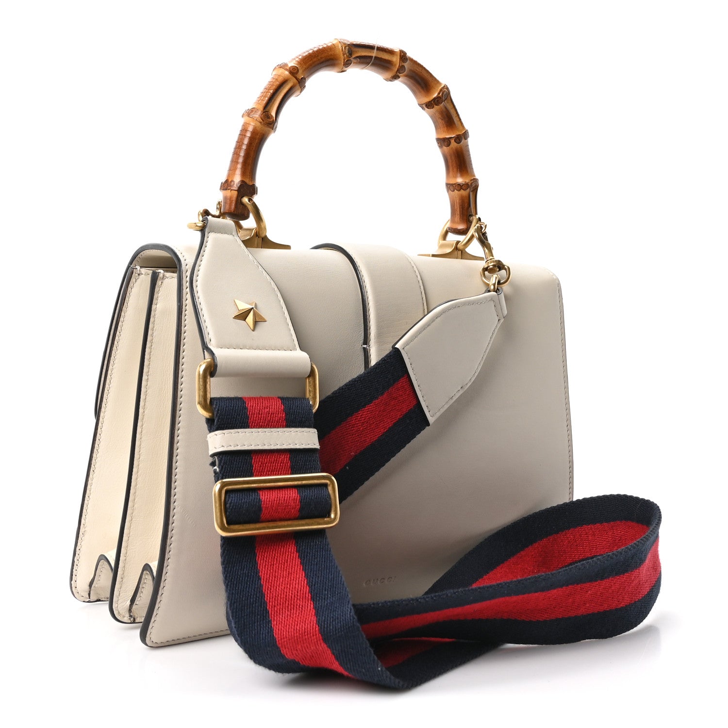 Gucci Calfskin Bamboo Web Medium Dionysus Top Handle Bag White Blue Hibiscus Red 3 of 10
