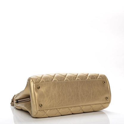 Chanel Calfskin Large Just Mademoiselle Bowling Bag Gold 4 of 7
