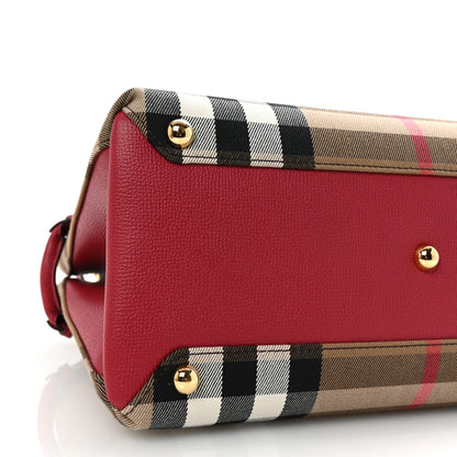 Burberry House Check Grainy Calfskin Medium Banner Tote Russet Red 8 of 9