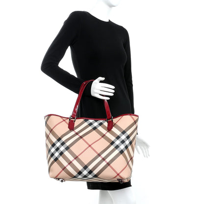 Burberry Nova Check Large Nickie Tote Raspberry 2 of 11