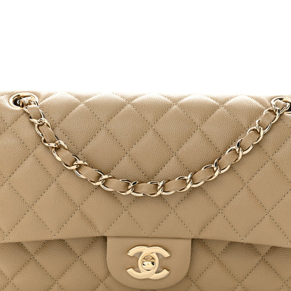 Chanel Caviar Quilted Medium Double Flap Dark Beige 8 of 11