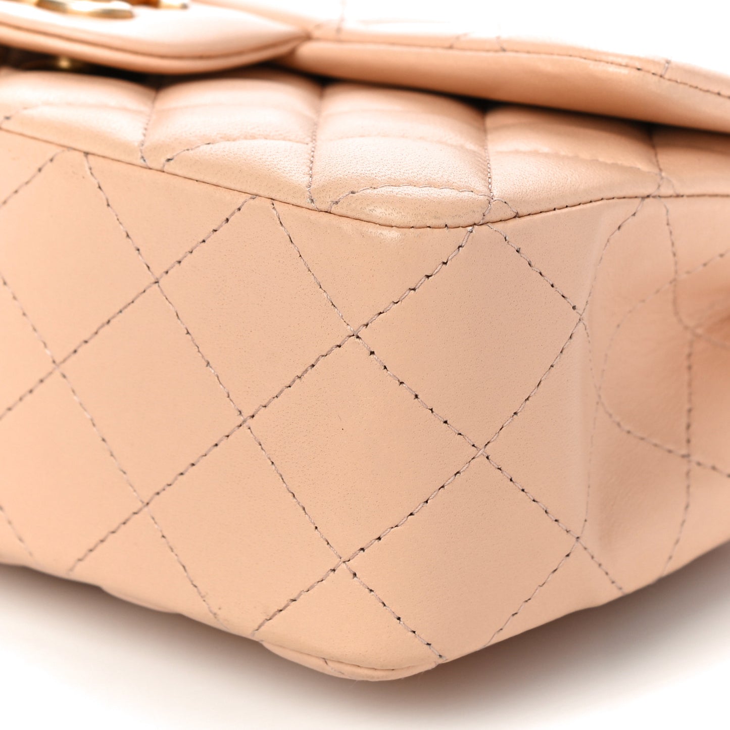 Lambskin Quilted Mini Rectangular Flap Beige