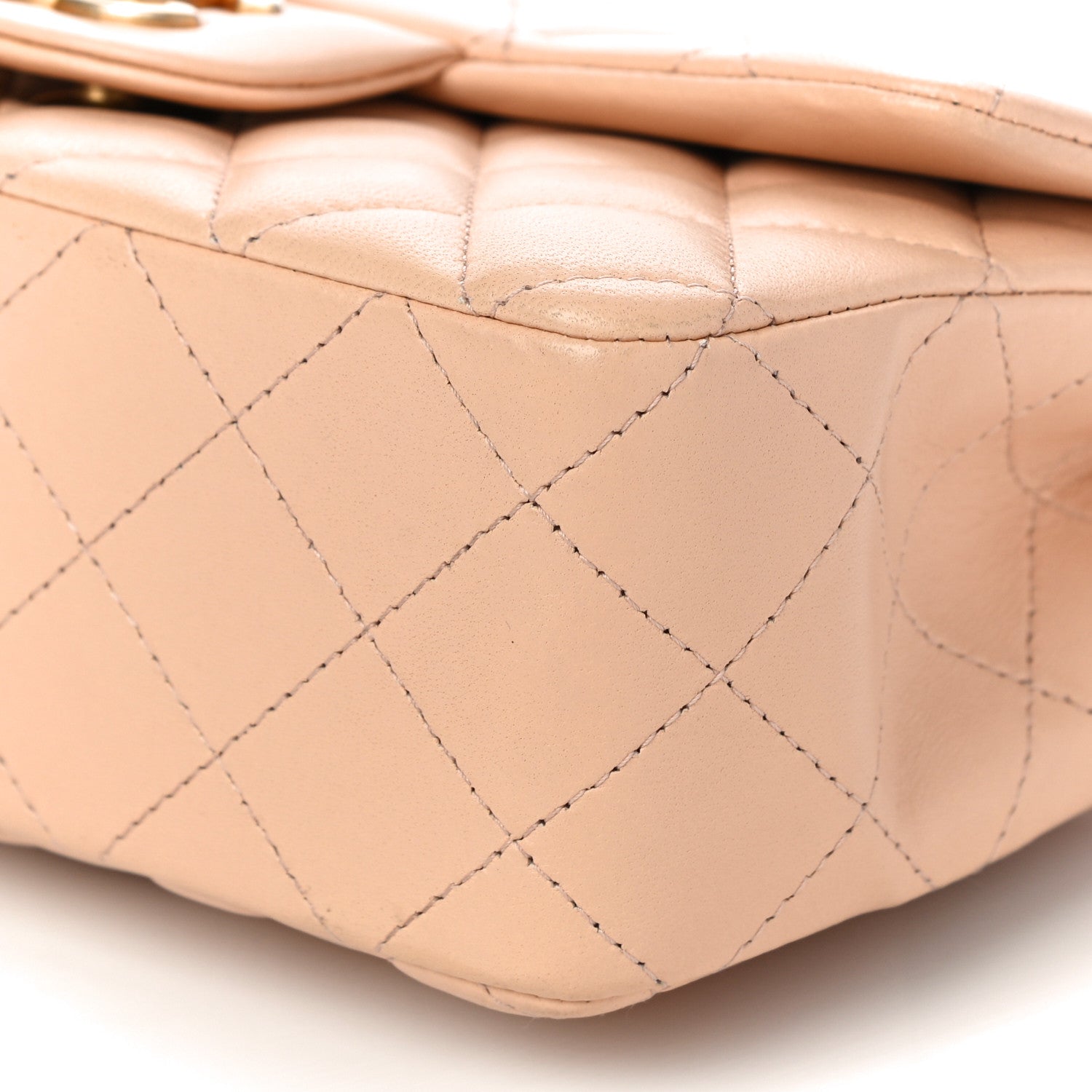 Chanel Lambskin Quilted Mini Rectangular Flap Beige 10 of 14