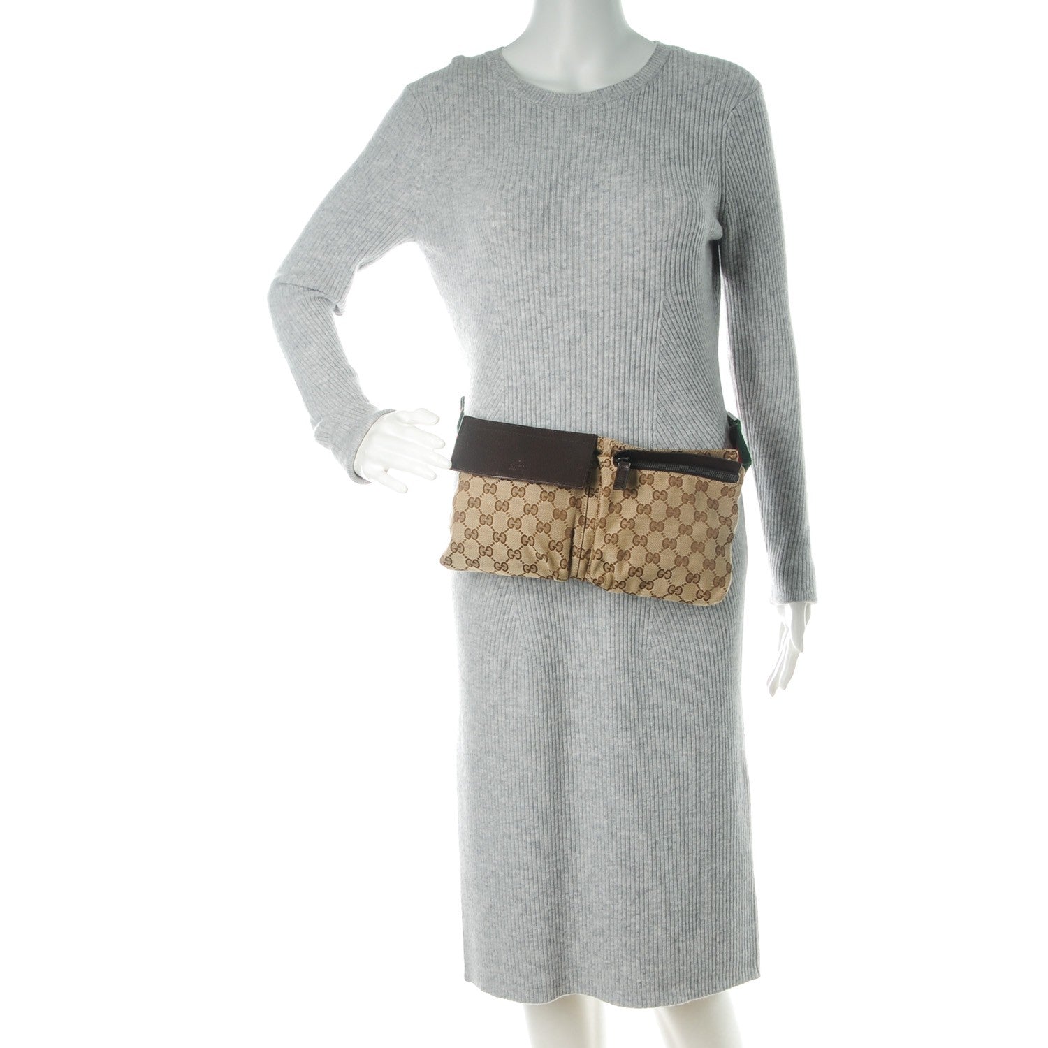 Gucci GG Monogram Double Pocket Belt Bag Dark Brown 2 of 7