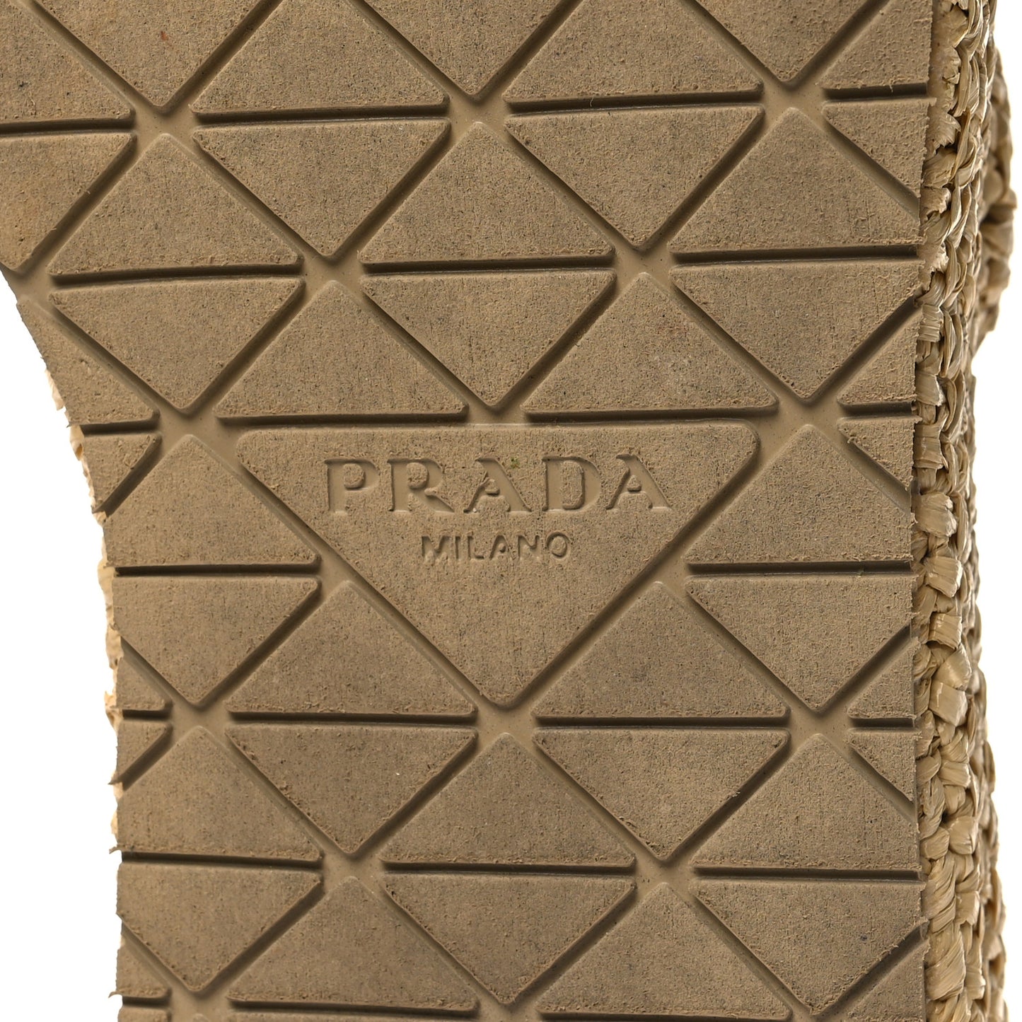 Raffia Metal Triangle Logo Woven Flatform 35mm Slide Sandals 37 Naturale