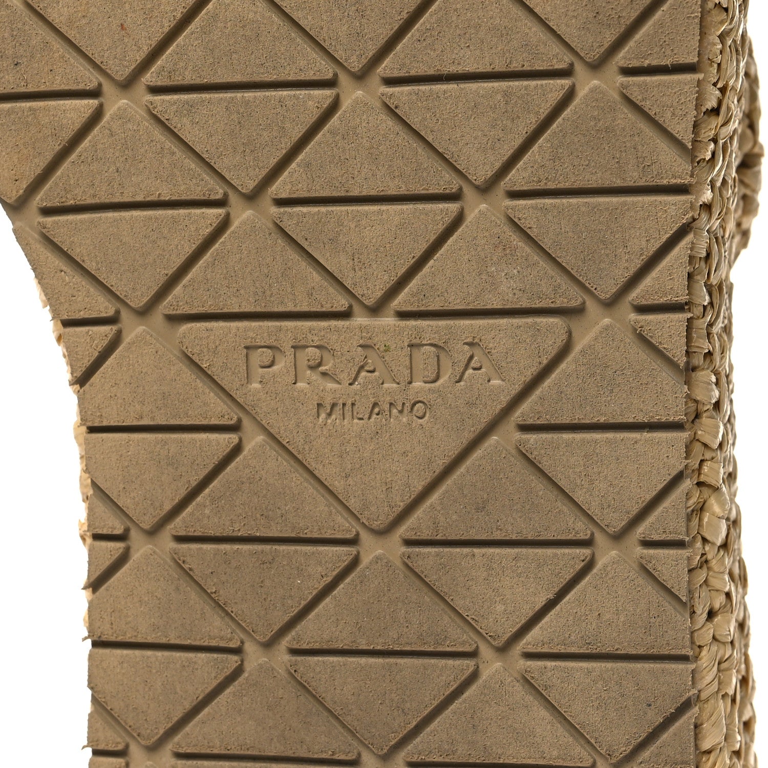 Prada Raffia Metal Triangle Logo Woven Flatform 35mm Slide Sandals 37 Naturale 6 of 9