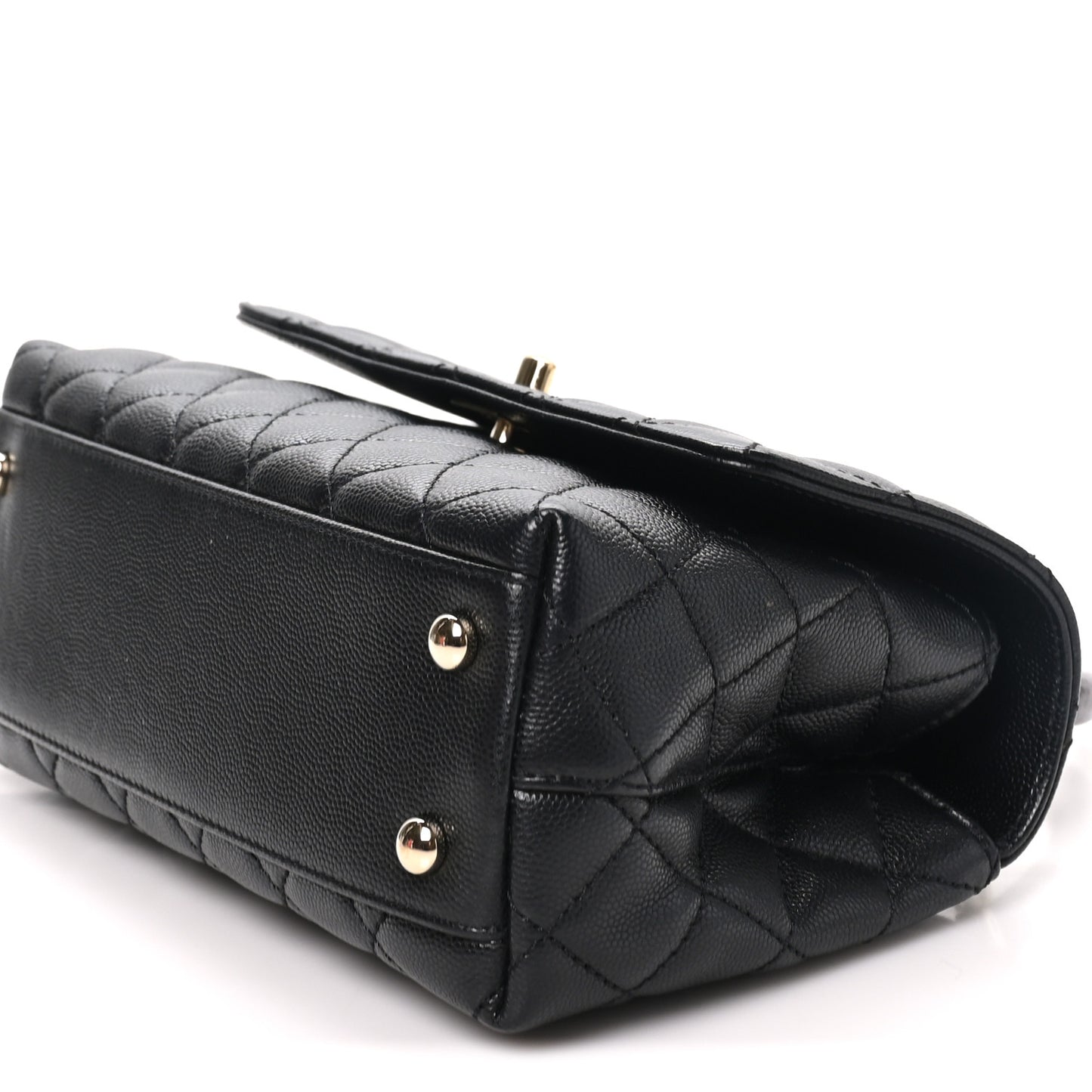 Caviar Quilted Lizard Embossed Mini Coco Handle Flap  Black
