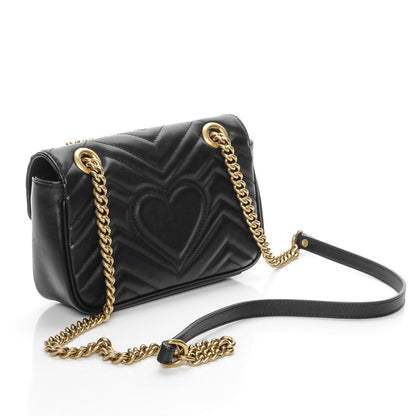 Gucci Calfskin Matelasse Mini GG Marmont Shoulder Bag Black 3 of 7
