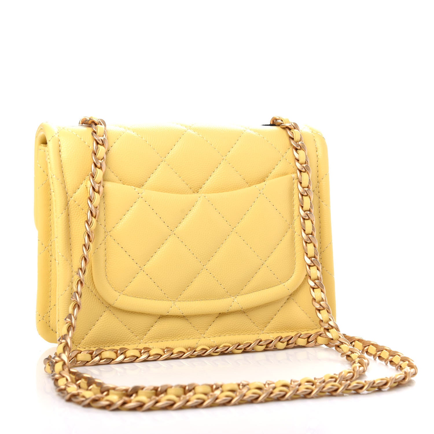Chanel Caviar Quilted Mini Sweet Classic Flap Yellow 3 of 11