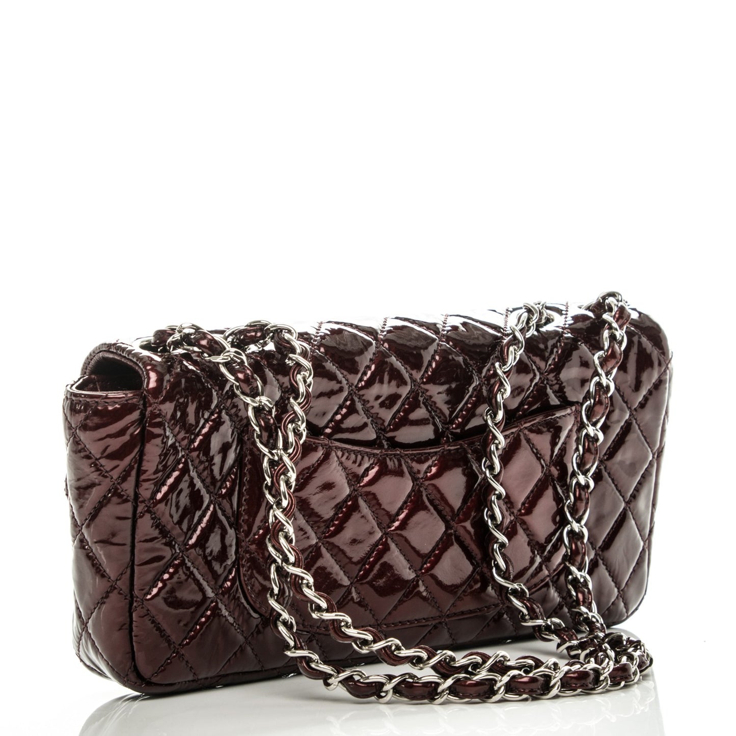 Patent Quilted East West Flap Bordeaux