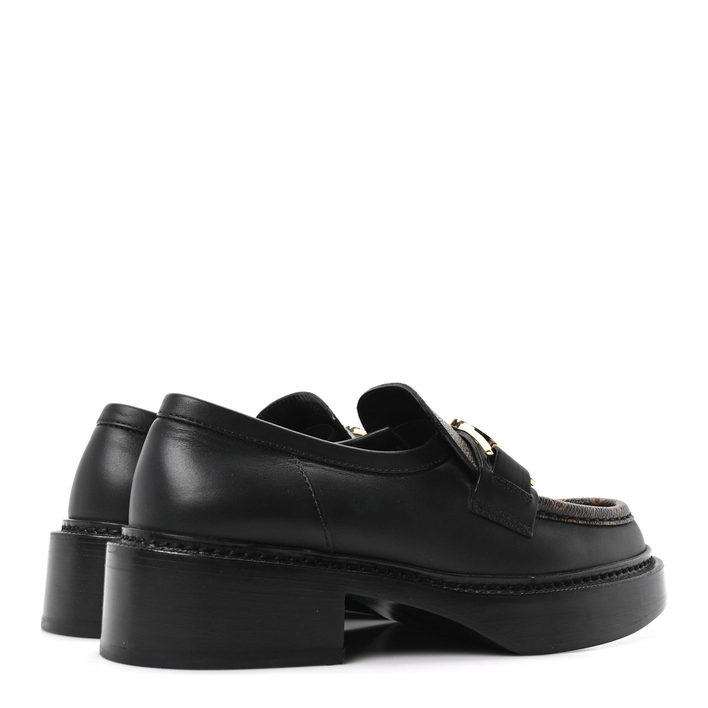 Monogram Calfskin Academy Loafers 38 Black