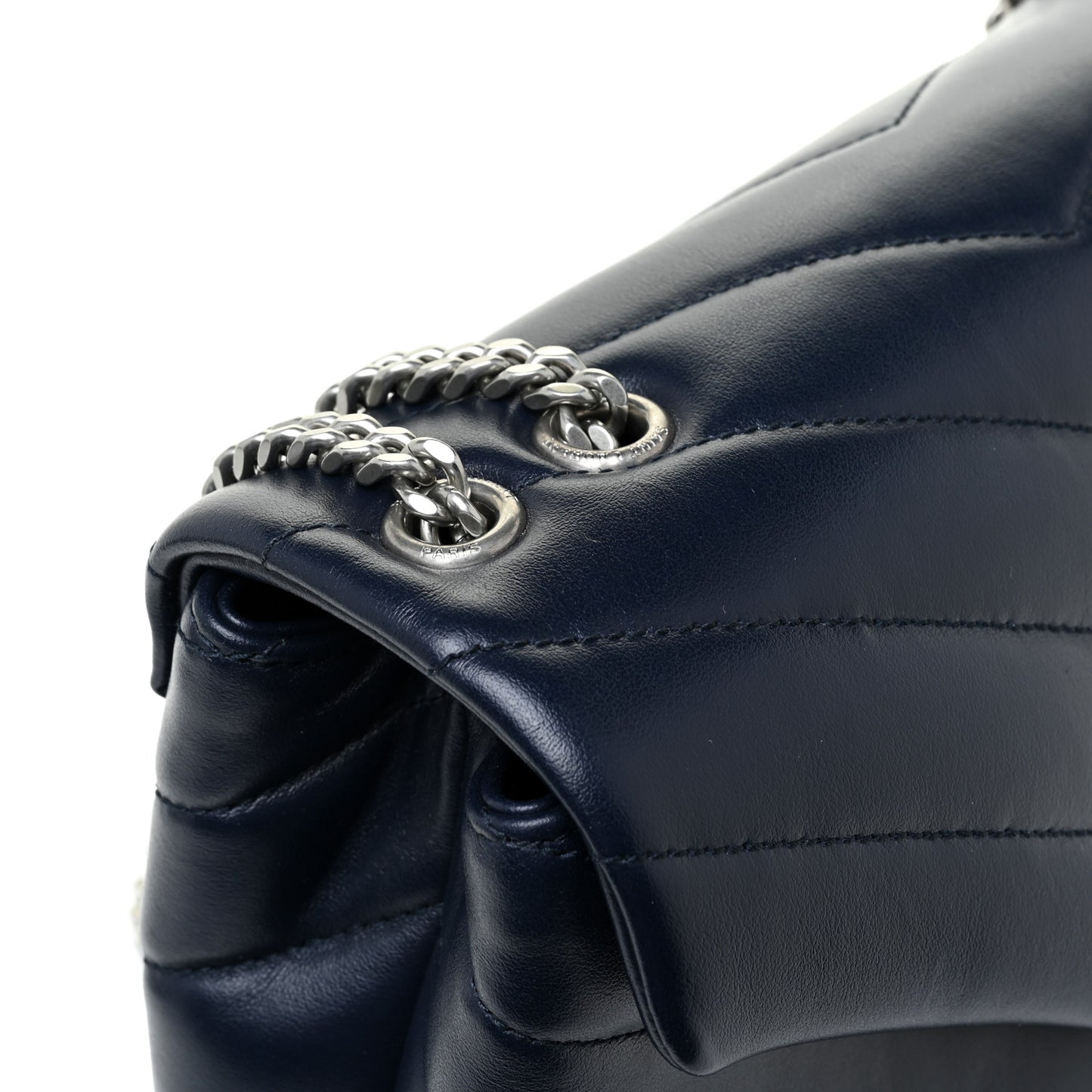 Calfskin Y Quilted Monogram Small Loulou Chain Satchel Deep Marine