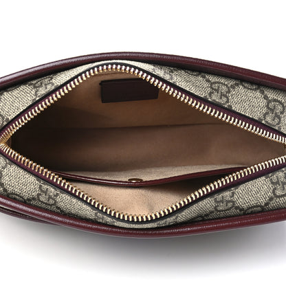 Gucci GG Supreme Monogram Textured Calfskin Retro Interlocking G Travel Pouch Beige Ebony Burgundy 4 of 11