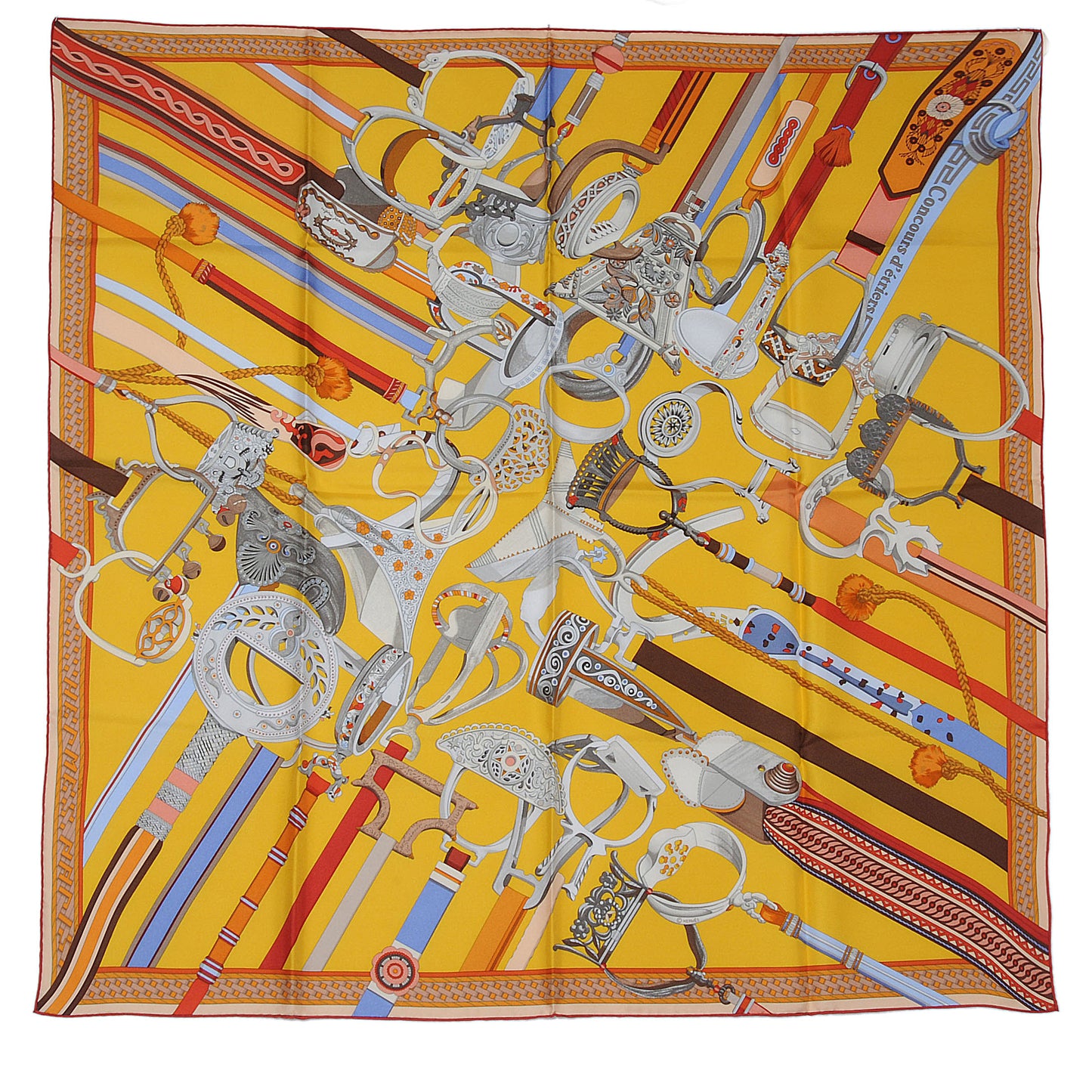 Silk Twill Concours d Etriers Scarf Rogue Gris 90