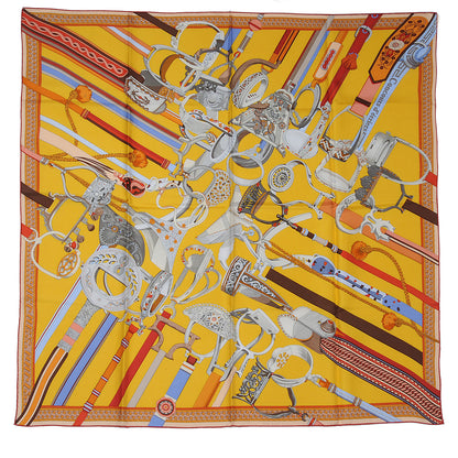 Hermes Silk Twill Concours d Etriers Scarf Rogue Gris 90 2 of 6