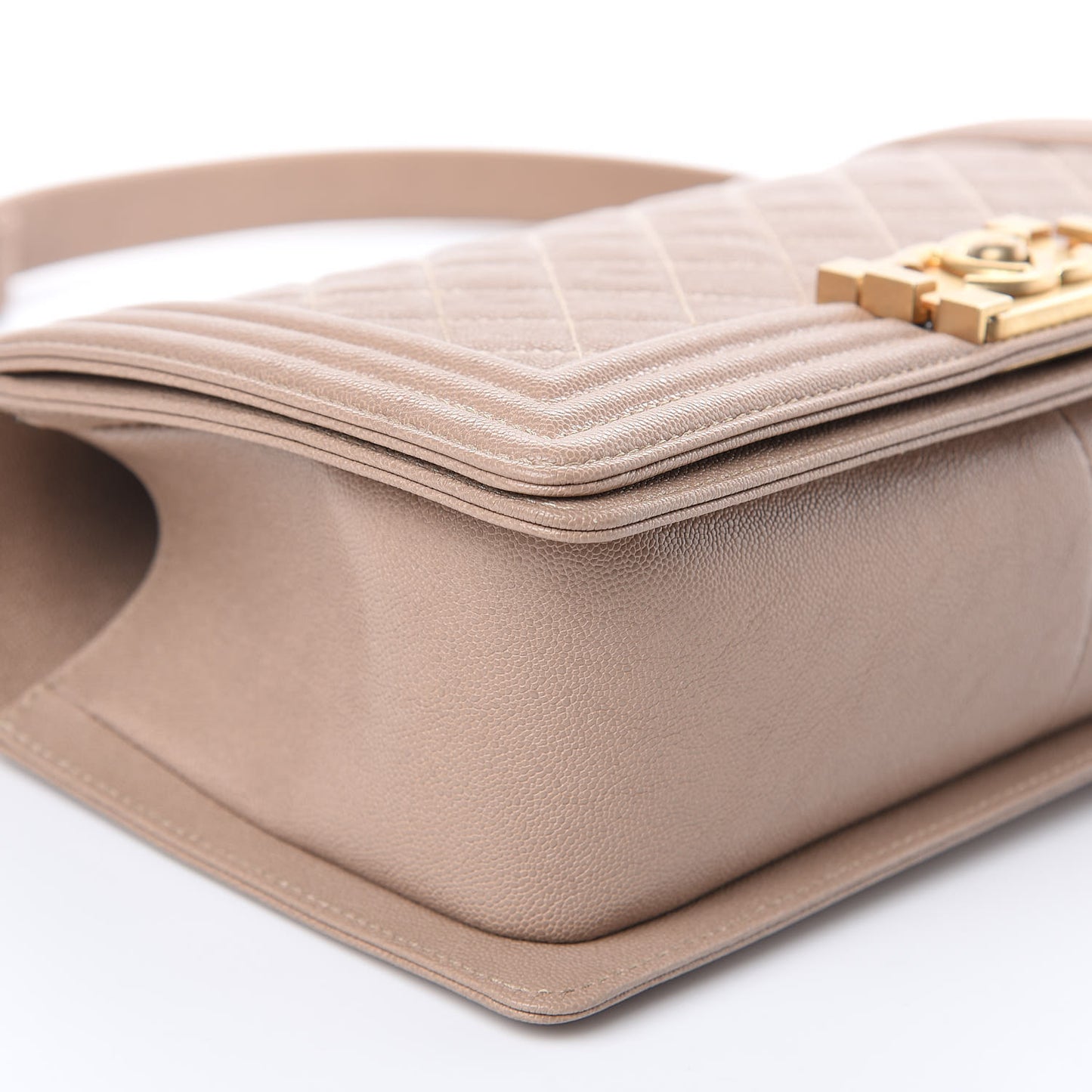 Caviar Quilted Medium Boy Flap Dark Beige