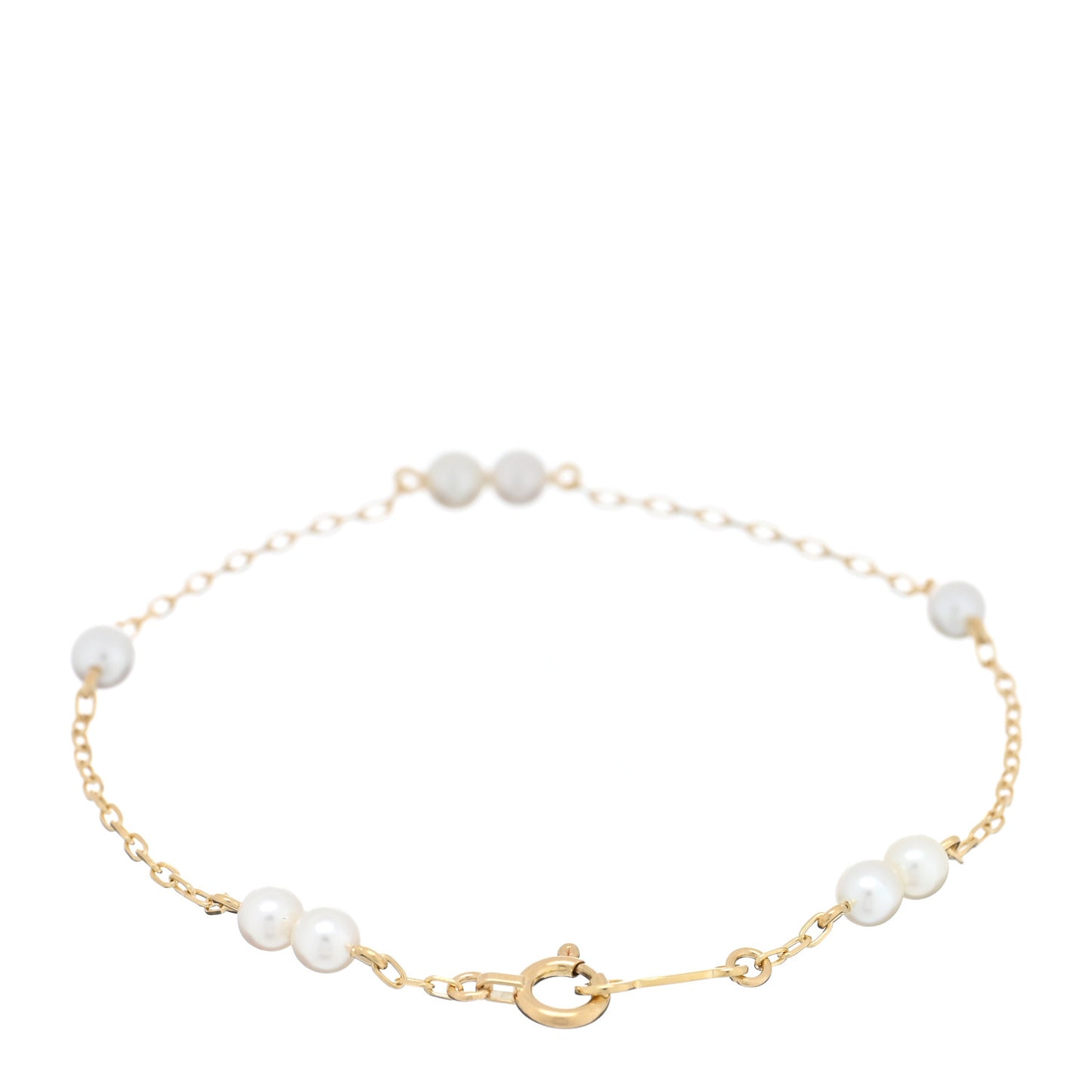18K Yellow Gold Akoya Pearl 3.5mm Station Bracelet