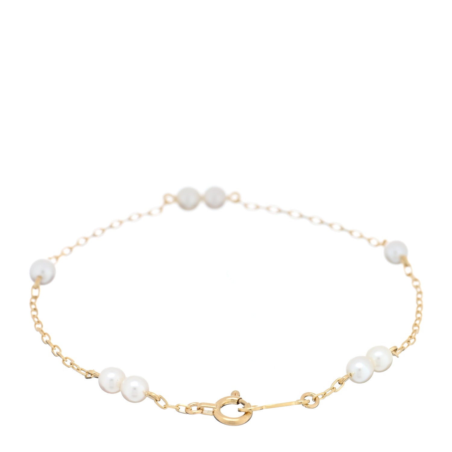 Mikimoto 18K Yellow Gold Akoya Pearl 3.5mm Station Bracelet 2 of 4