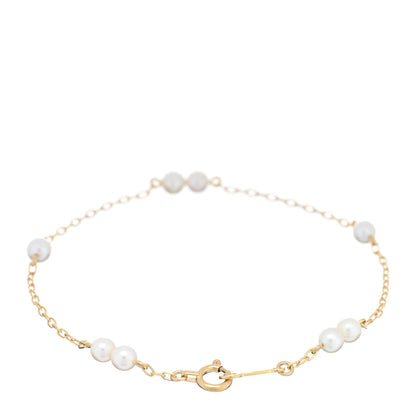 Mikimoto 18K Yellow Gold Akoya Pearl 3.5mm Station Bracelet 2 of 4