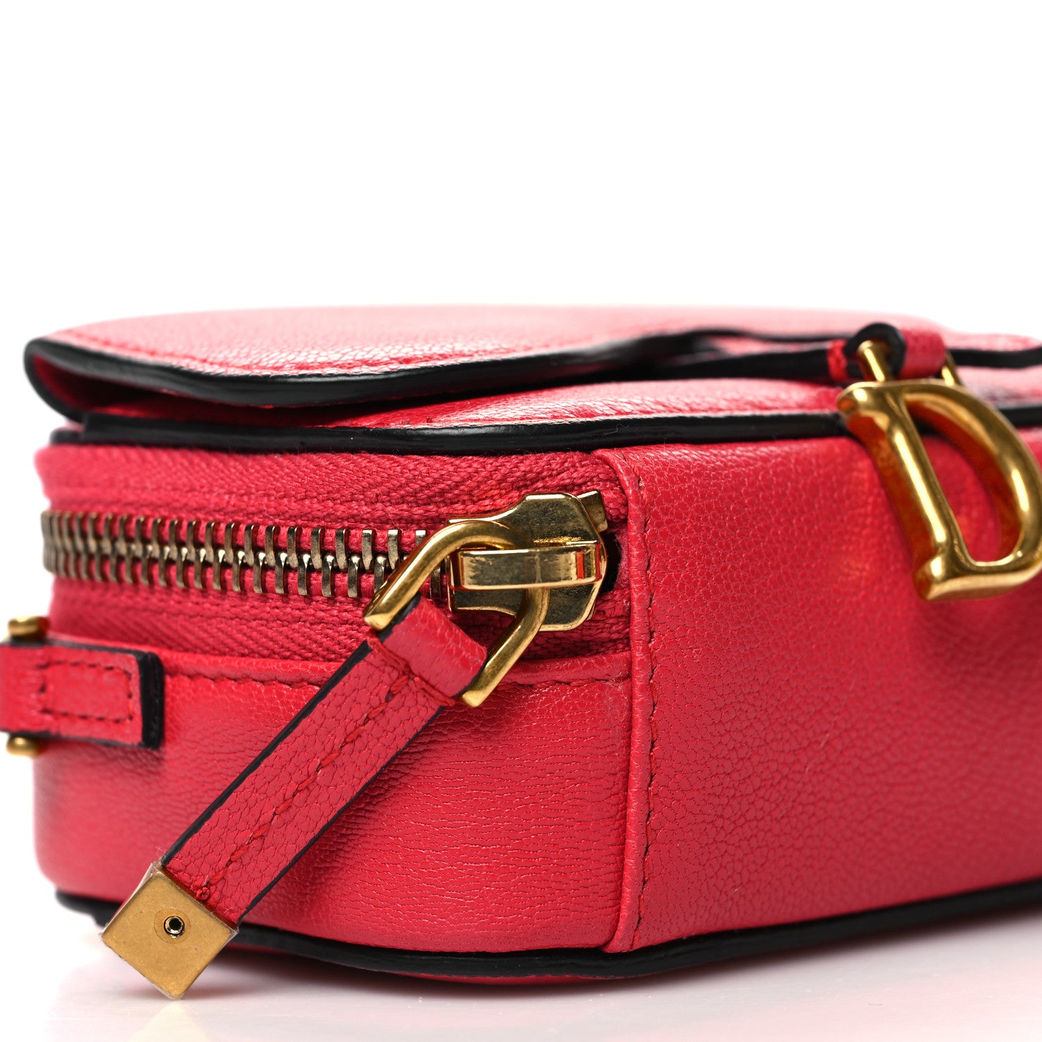 Christian Dior Goatskin Mini Saddle Shoulder Strap Pouch Red 8 of 9