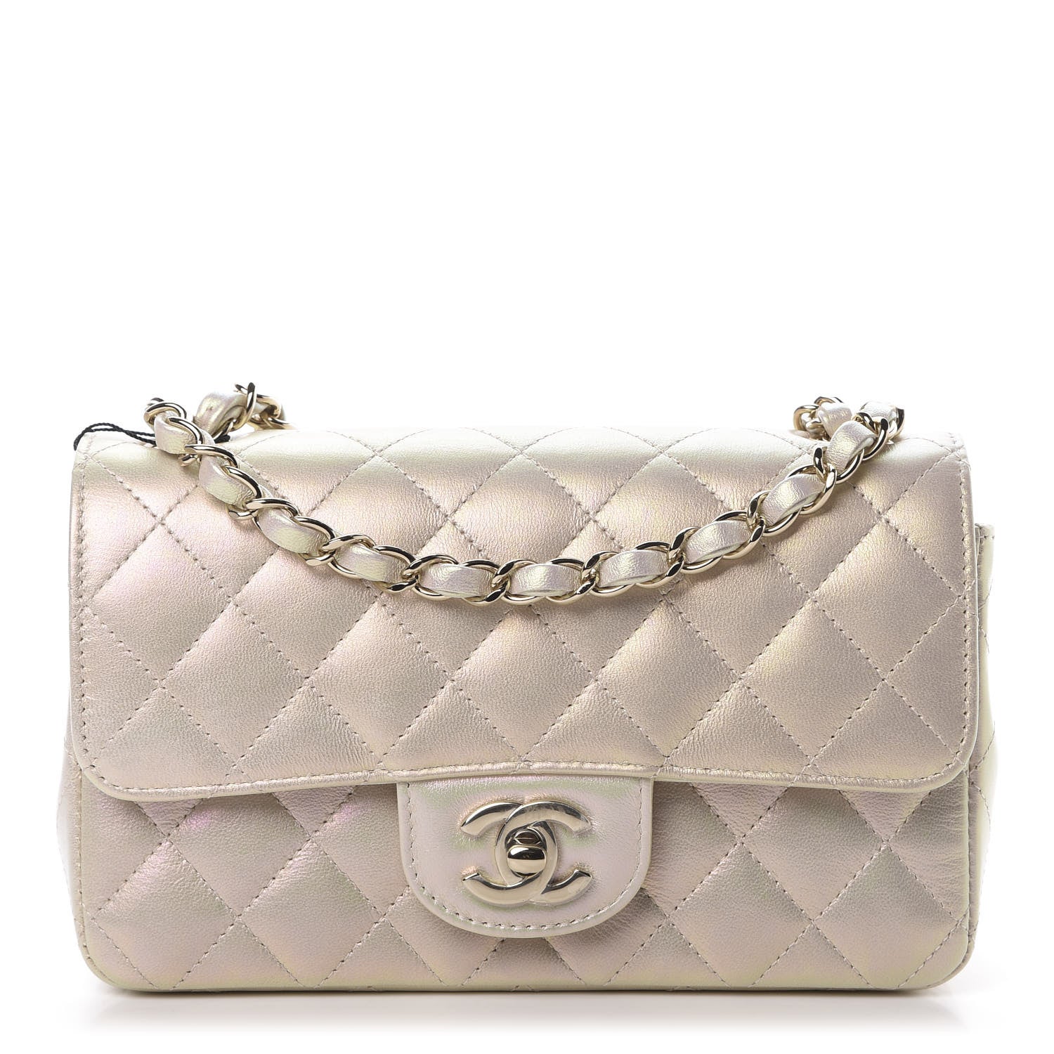 Chanel Iridescent Lambskin Quilted Mini Rectangular Flap Ivory 1 of 11